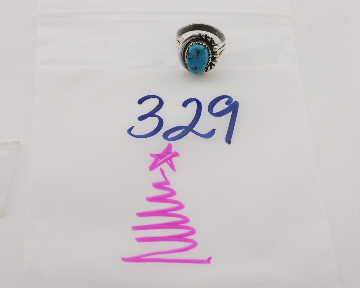 Navajo Ring 925 Silver Sleeping Beauty Turquoise Native American Artist C.80's