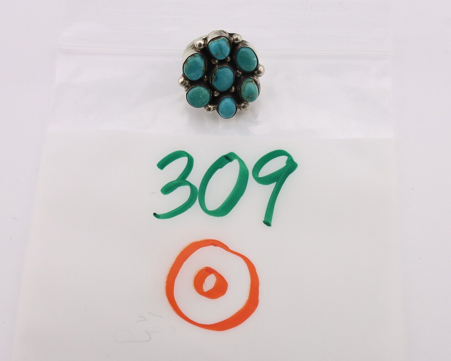 Navajo Ring .925 Silver Natural Blue Turquoise Native American Artist C.80's