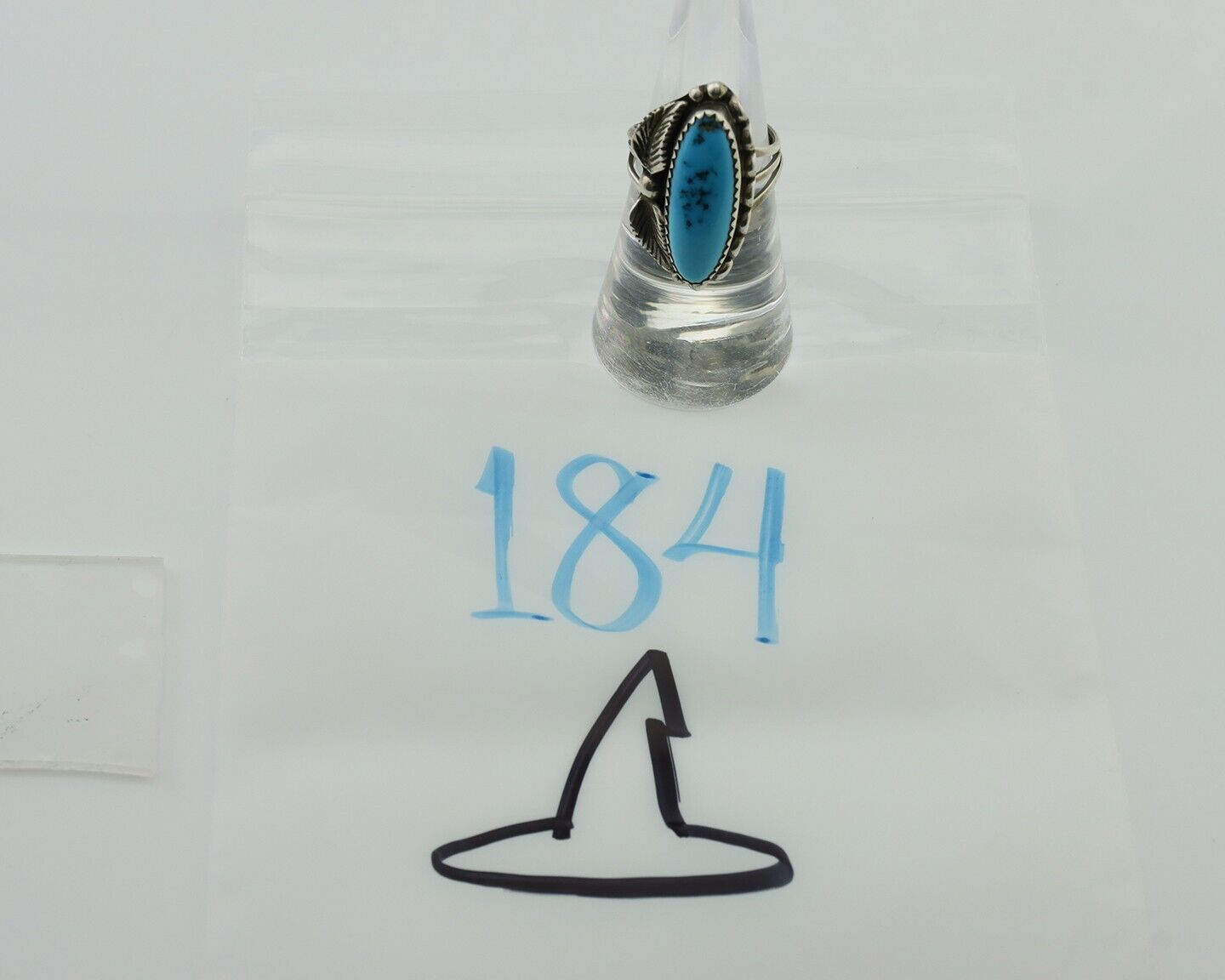 Navajo Ring 925 Silver Sleeping Beauty Turquoise Artist Signed SC C.80's