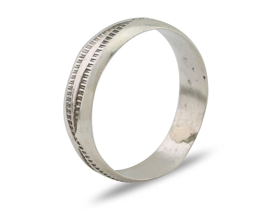 Navajo Hand Stamped Band 925 Silver 5.0 mm Signed Larry Chavez Size 6.0 C.80's