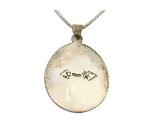 Navajo Necklace 925 Silver Natural Turquoise Artist Signed C Montoya C.80's