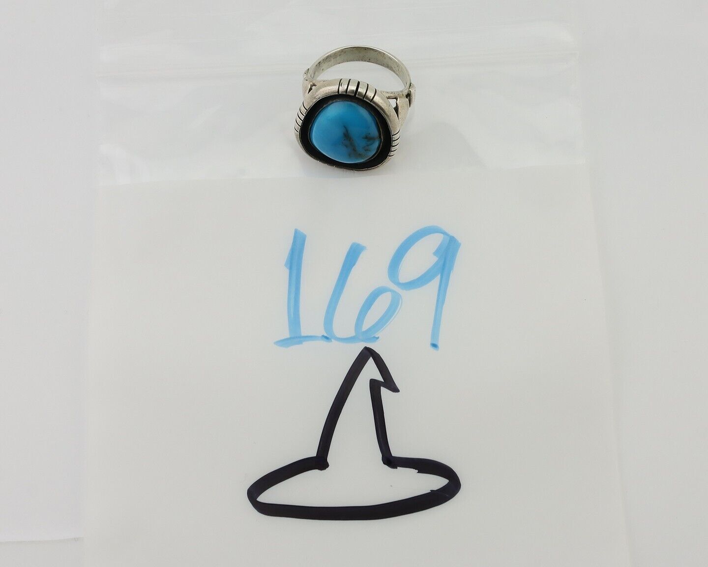 Navajo Ring 925 Silver Arizona Turquoise Signed M Montoya C.80's