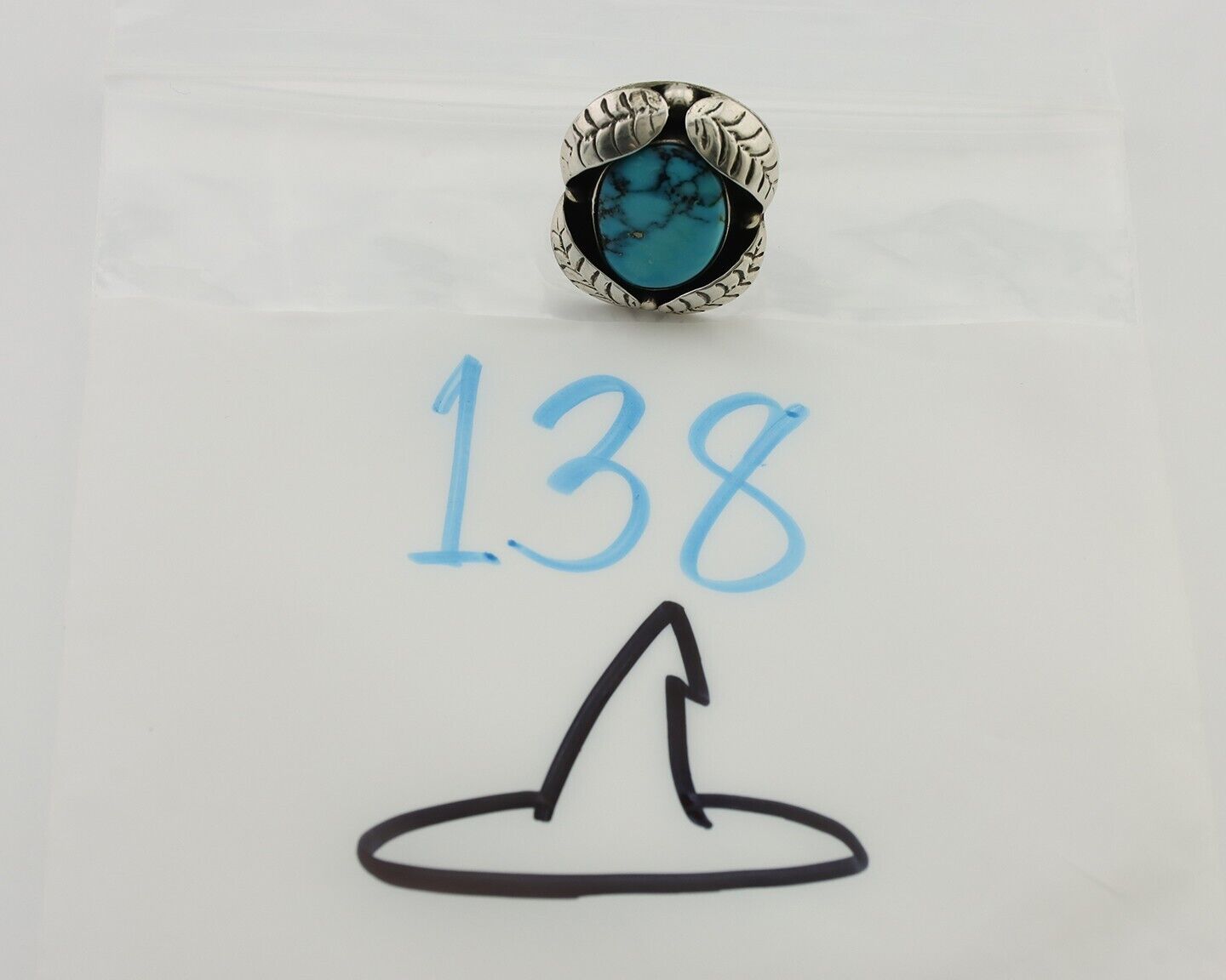 Navajo Ring 925 Silver Natural Turquoise Native American Artist C.80's
