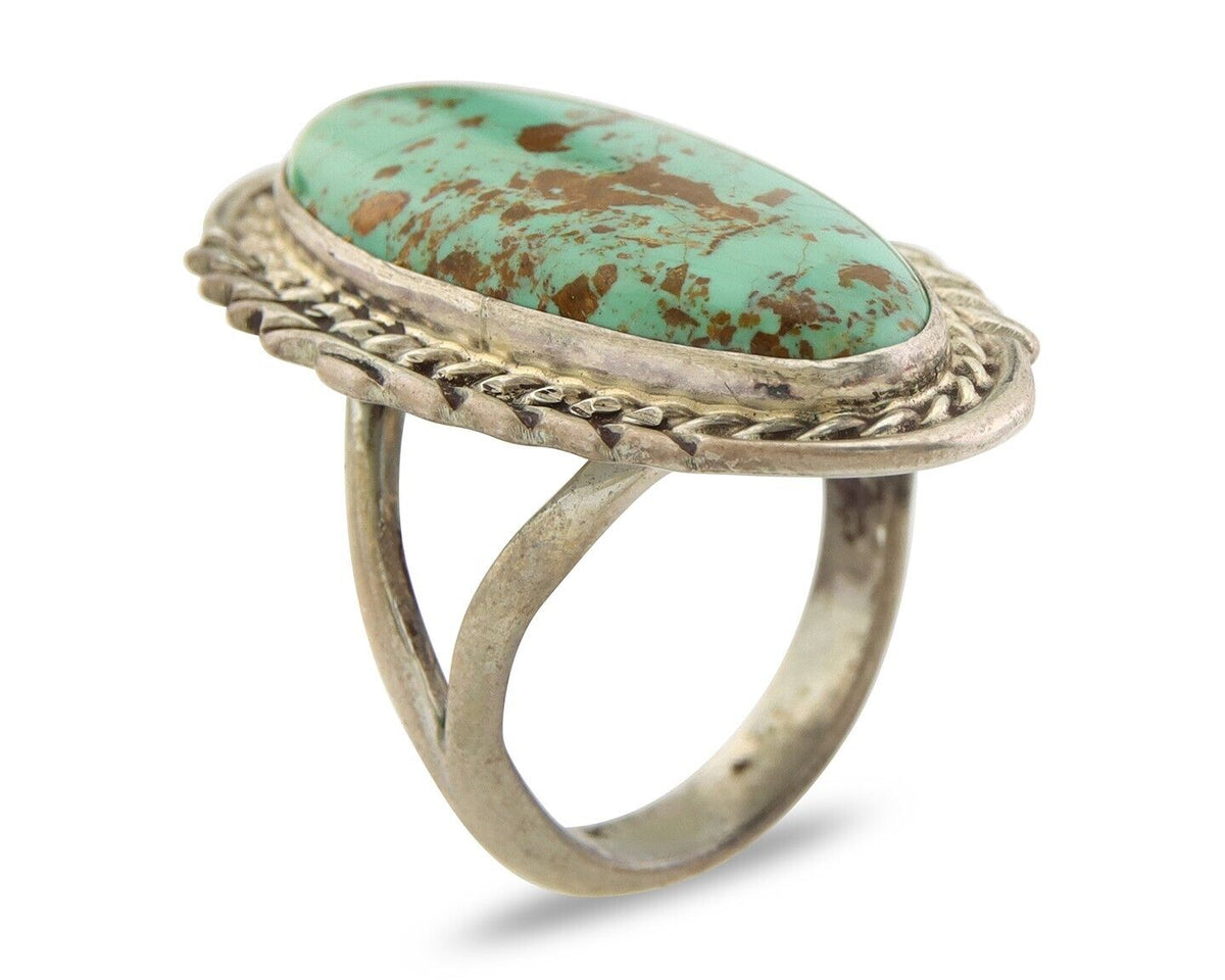 Navajo Ring 925 Sterling Turquoise Signed Billie Eagle C.80's Size 7.75