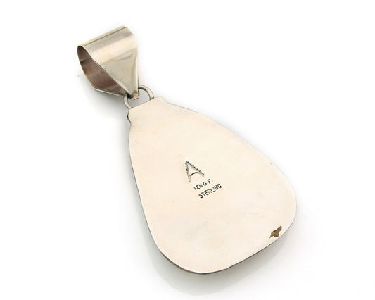 Navajo Kokopelli Pendant Sterling Silver & Gold Authentic Traditional Signed A