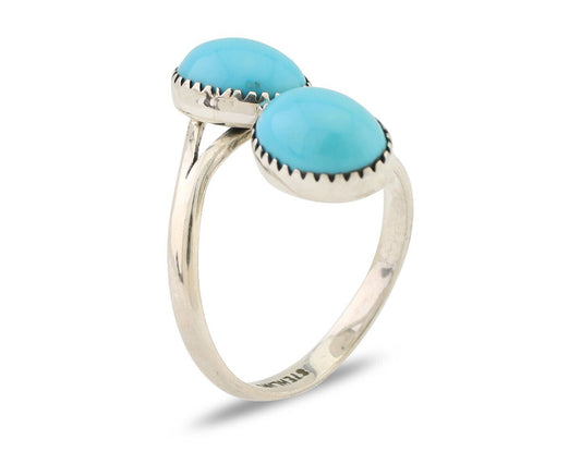 Navajo Handmade Ring 925 Silver Turquoise Native American Artist C.80's