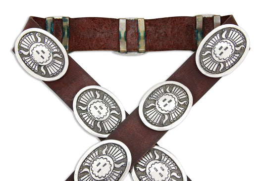 VTG Unworn Navajo Benny Benally .925 Silver Handmade Concho Belt