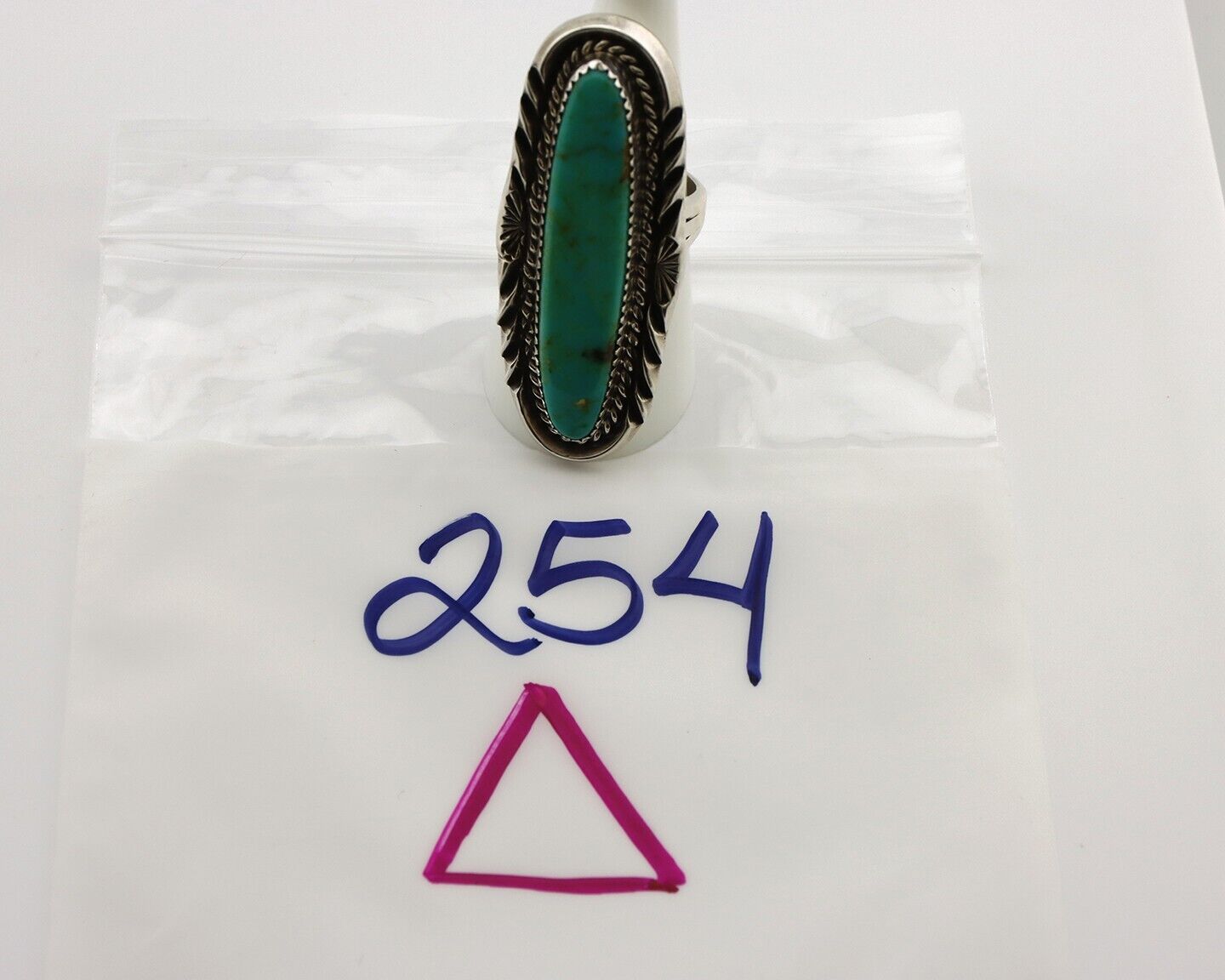 Navajo Ring 925 Silver Natural Mined Turquoise Artist Signed Mike Begay C.80's