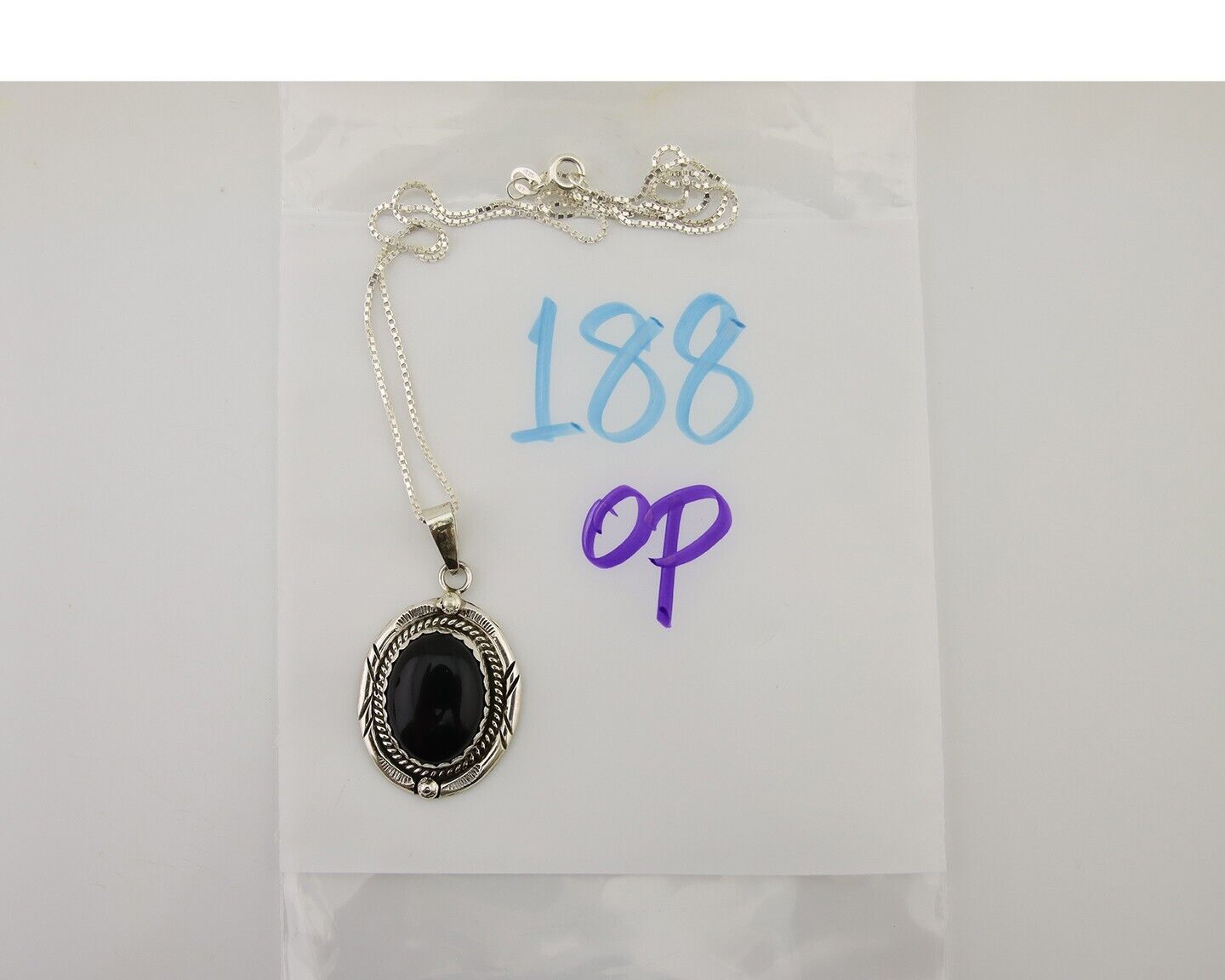 Navajo Pendant 925 Silver Natural Onyx Native American Artist Nancy Edtissy C80s