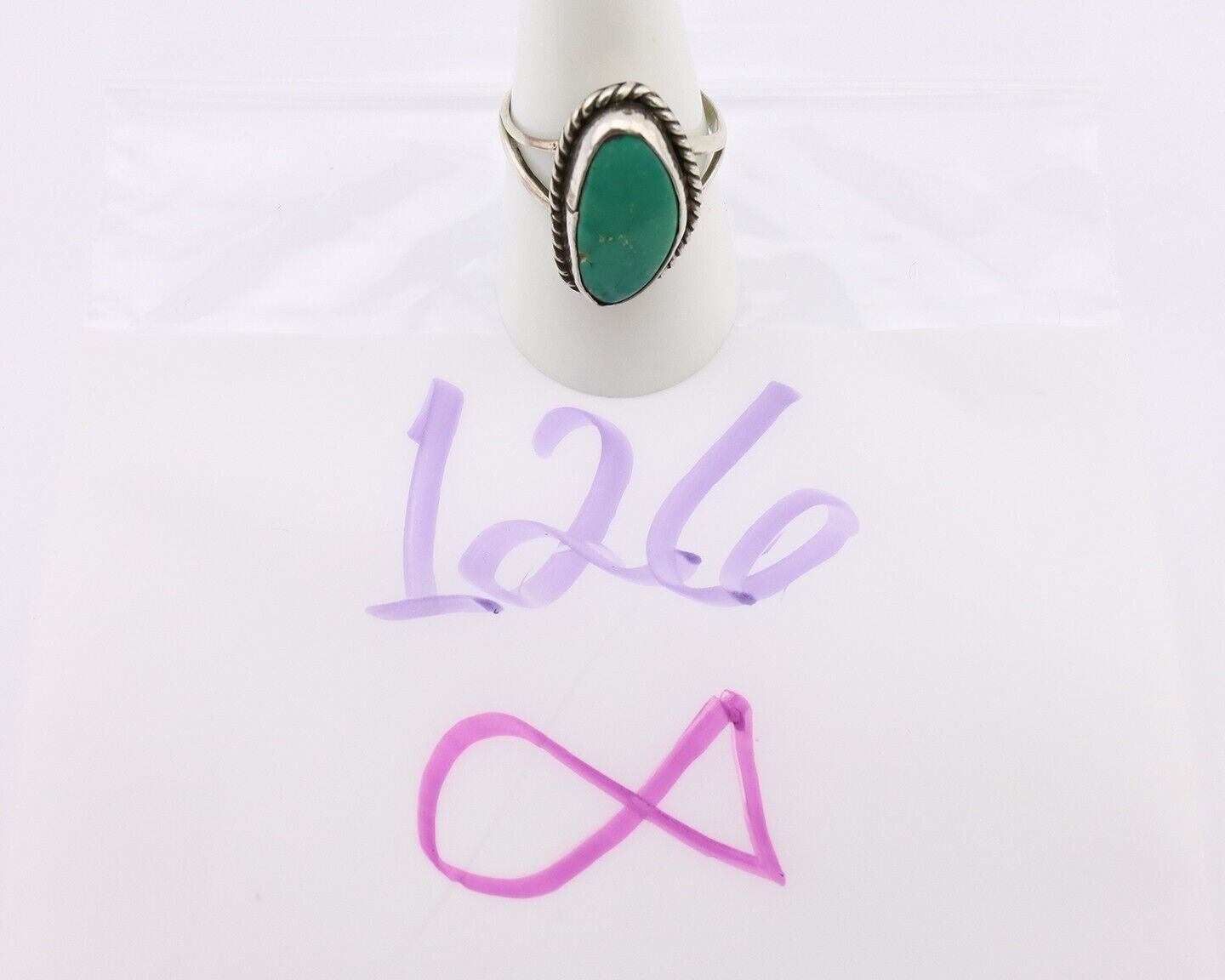Navajo Ring 925 Silver Natural Turquoise Artist Signed Rabbit Stick C.80's