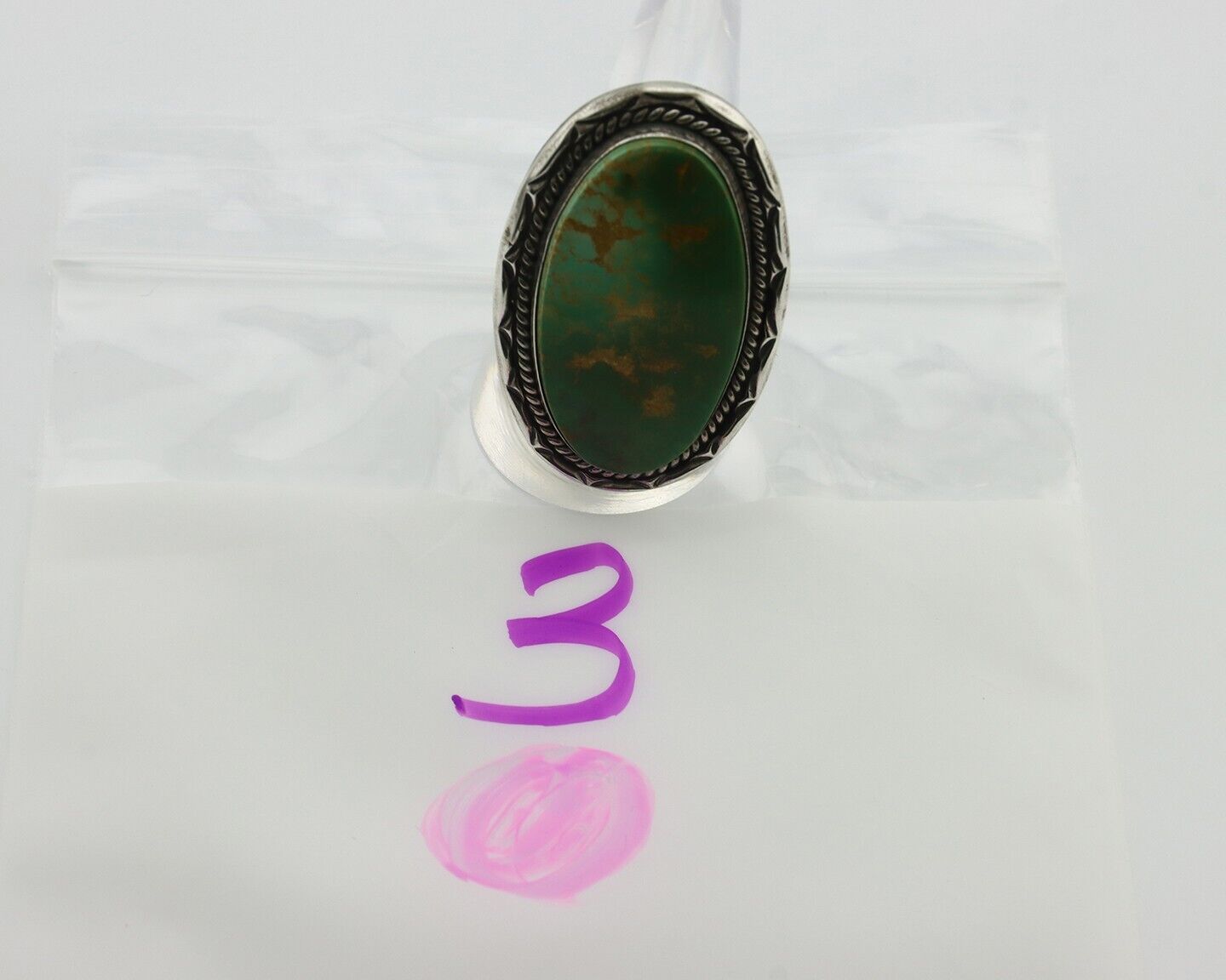 Navajo Ring 925 Silver Manassas Turquoise Tobe Turpen Native Artist C.80's