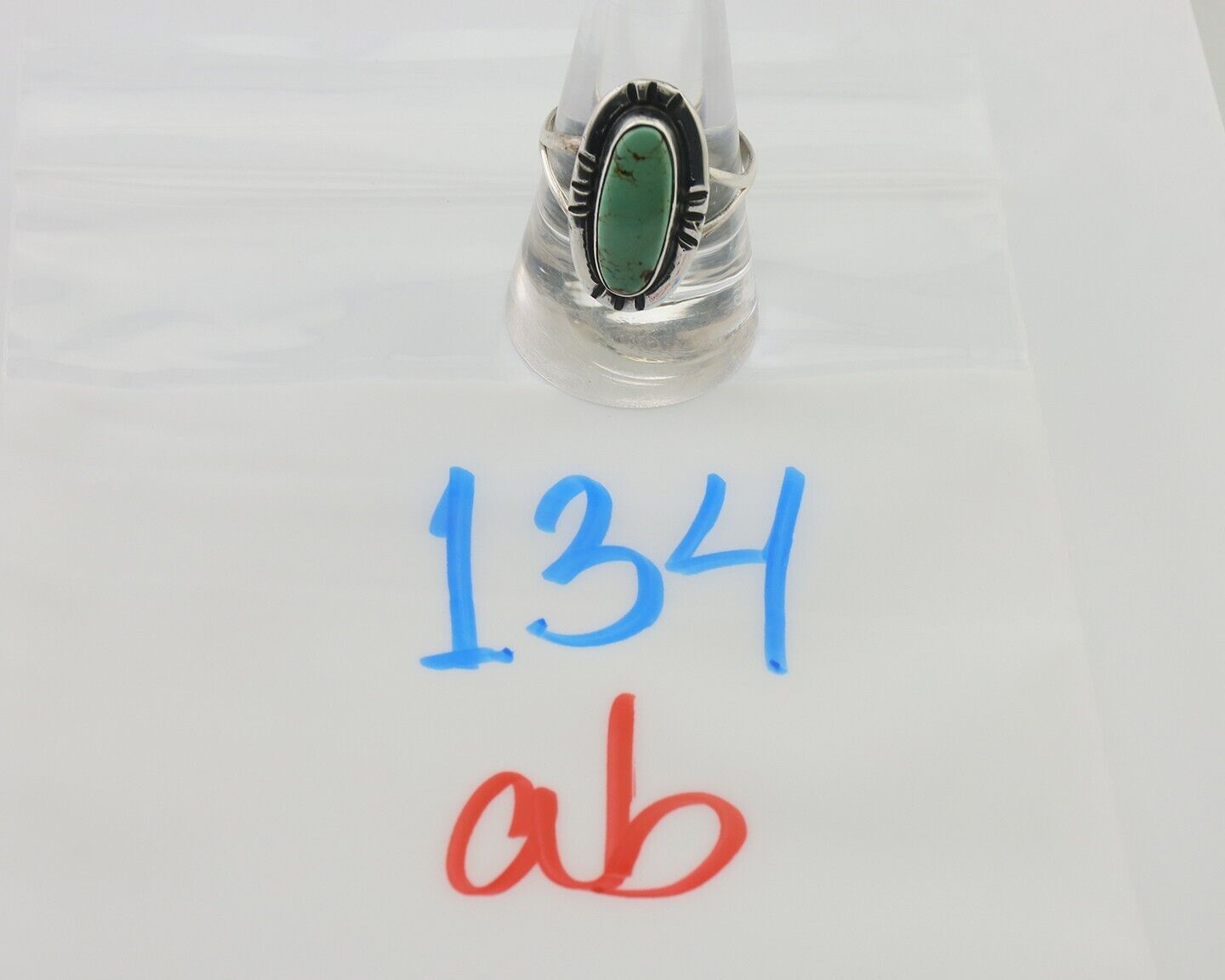 Navajo Ring 925 Silver Natural Turquoise Native American Artist Signed C.80's