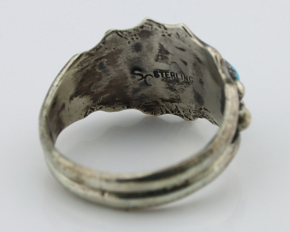 Navajo Ring 925 Silver Blue Turquoise Artist Signed SkyStone Creations C.80's