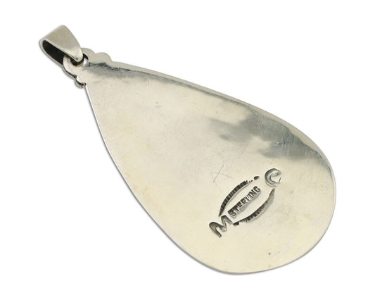 Navajo Pendant 925 Silver Blue Gem Turquoise Artist Signed MC C.80's