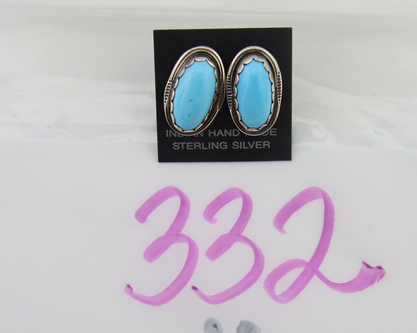 Navajo Earrings 925 Natural Blue Turquoise Native American Artist C80s