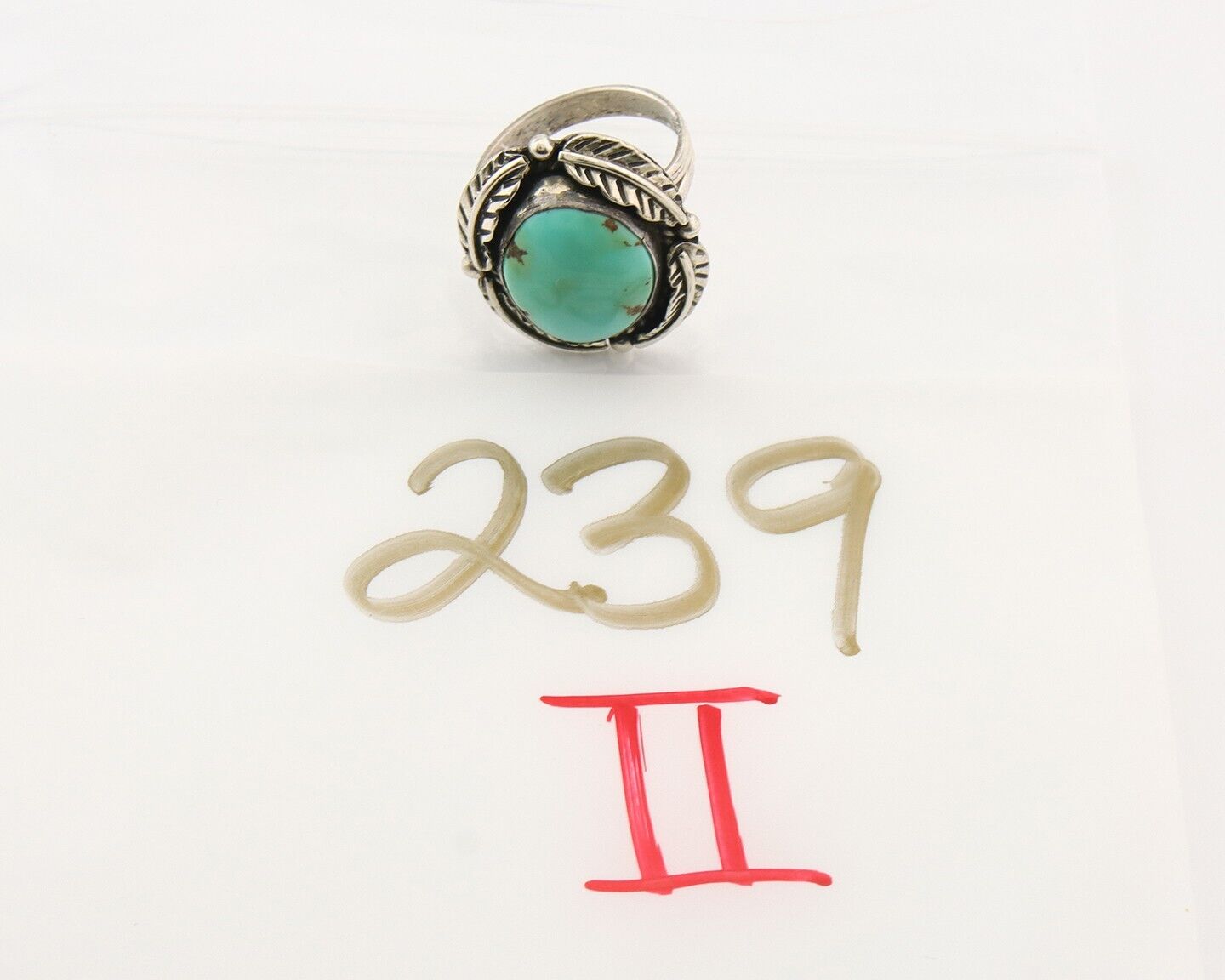Mexican Handmade Ring 925 Sterling Natural Mined Turquoise C.80's Size 7.5