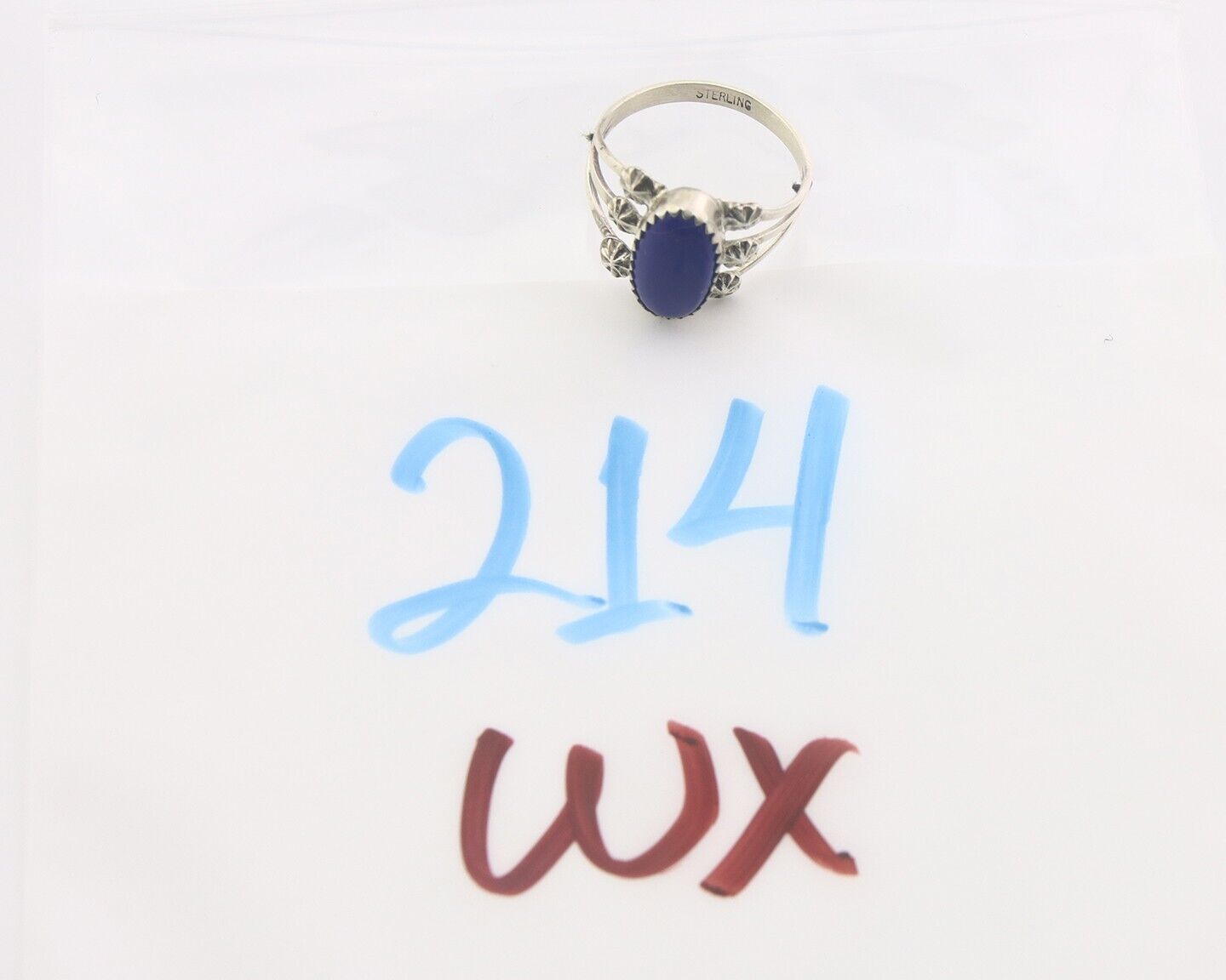 Navajo Ring 925 Sterling Natural Lapis Handmade Native Artist C.80's