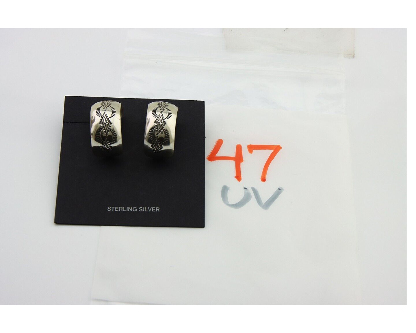 Navajo Earrings 925 Silver Half Hoop Handmade Native American Artist C.80's