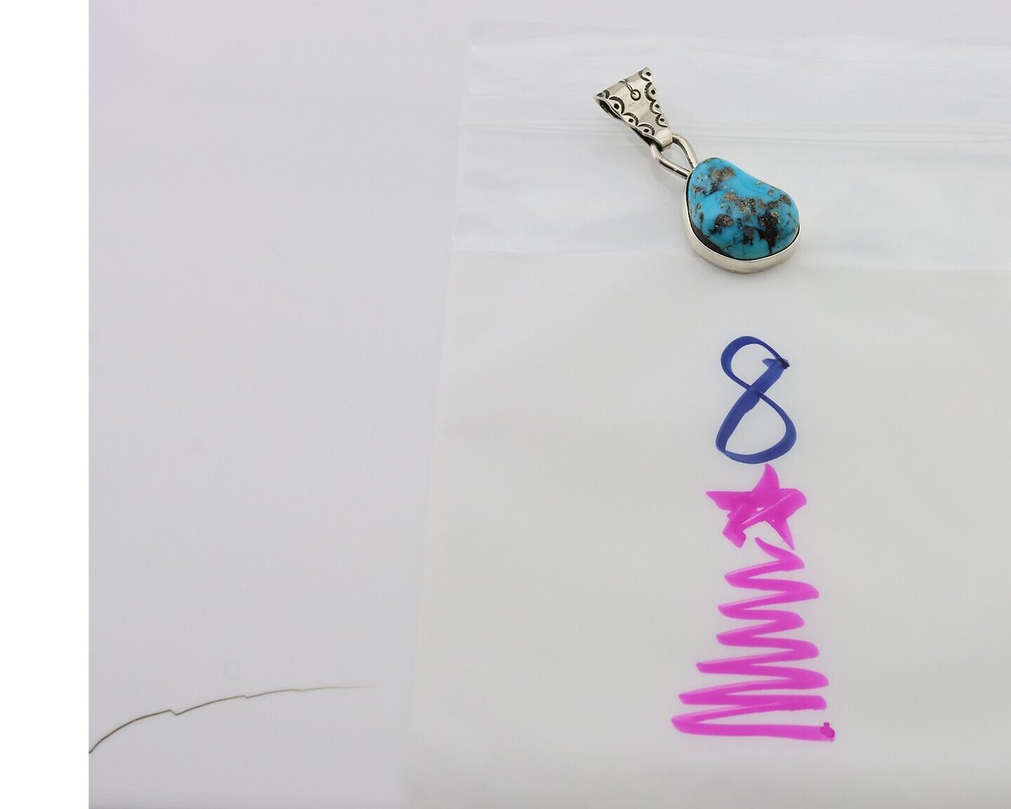 Navajo Necklace Pendant 925 Silver Turquoise Artist Tony Guerro C.80's