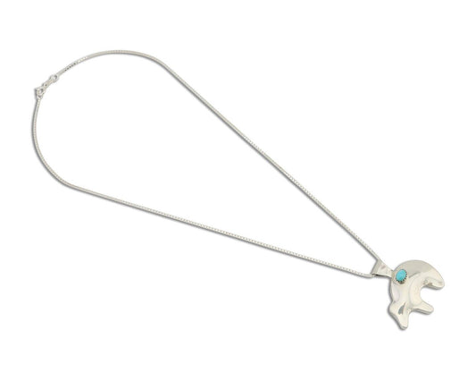 Navajo Spirit Bear Necklace Pendant 925 Sterling Silver Signed C C.80's