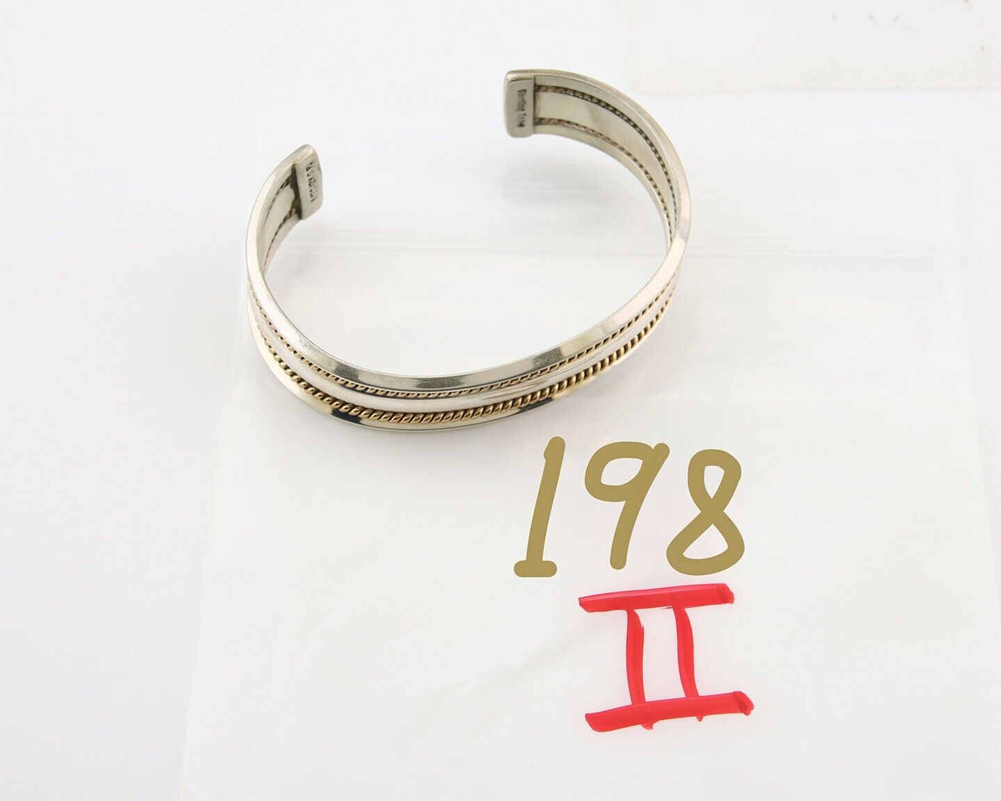 Navajo Bracelet 925 Silver & 12k Yellow Gold Filled Signed TAHE C.80's