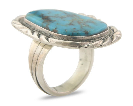 Vintage Navajo Ring 925 Sterling Authentic Turquoise Signed D Zachary Size 12