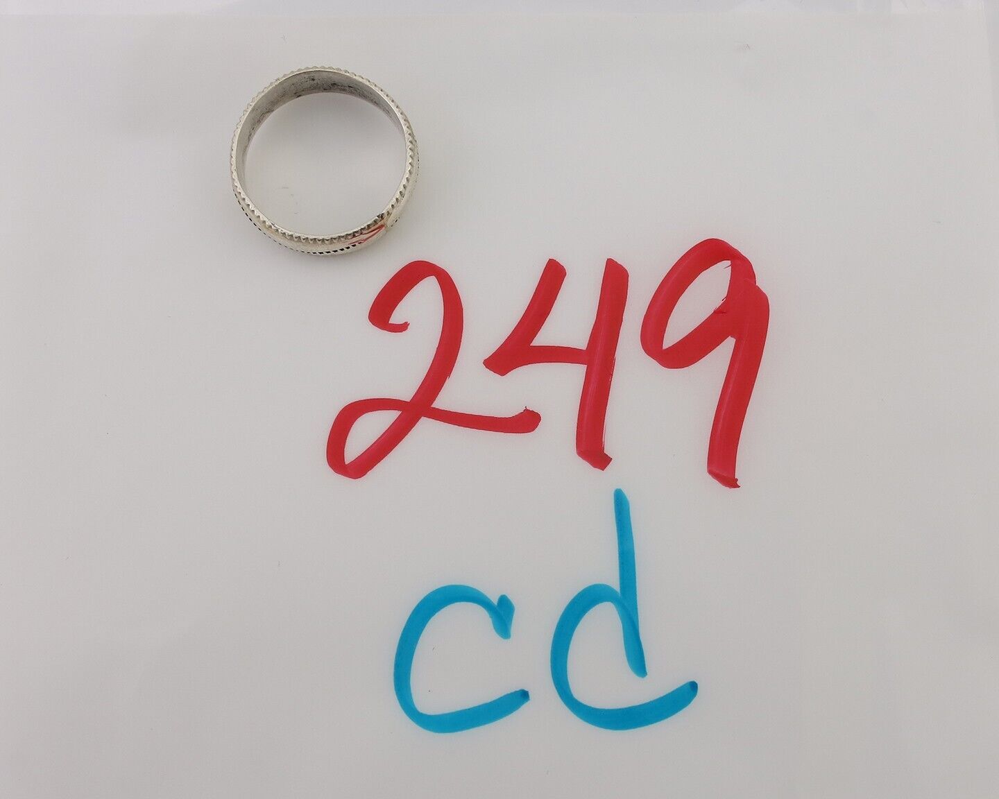 Navajo Hand Stamped Band 925 Silver 6.0 mm Native Artist Size 5.5 C.80's