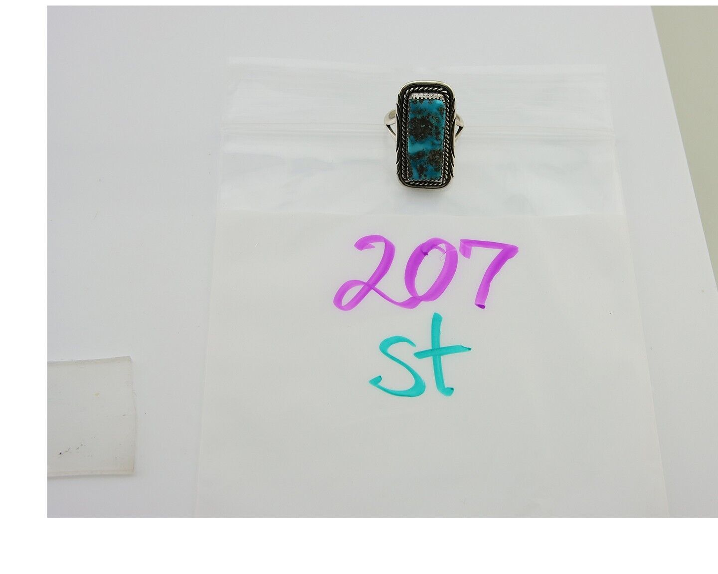 Navajo Ring .925 Sterling Silver Turquoise Artist Signed Mm C.80's