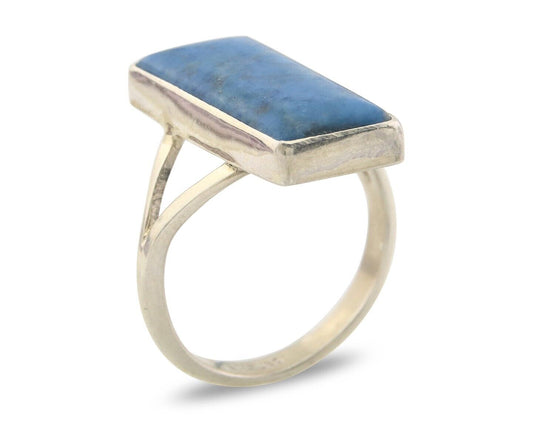 Navajo Men Ring 925 Sterling Lapis Handmade Native Artist C.80's Size 10.5