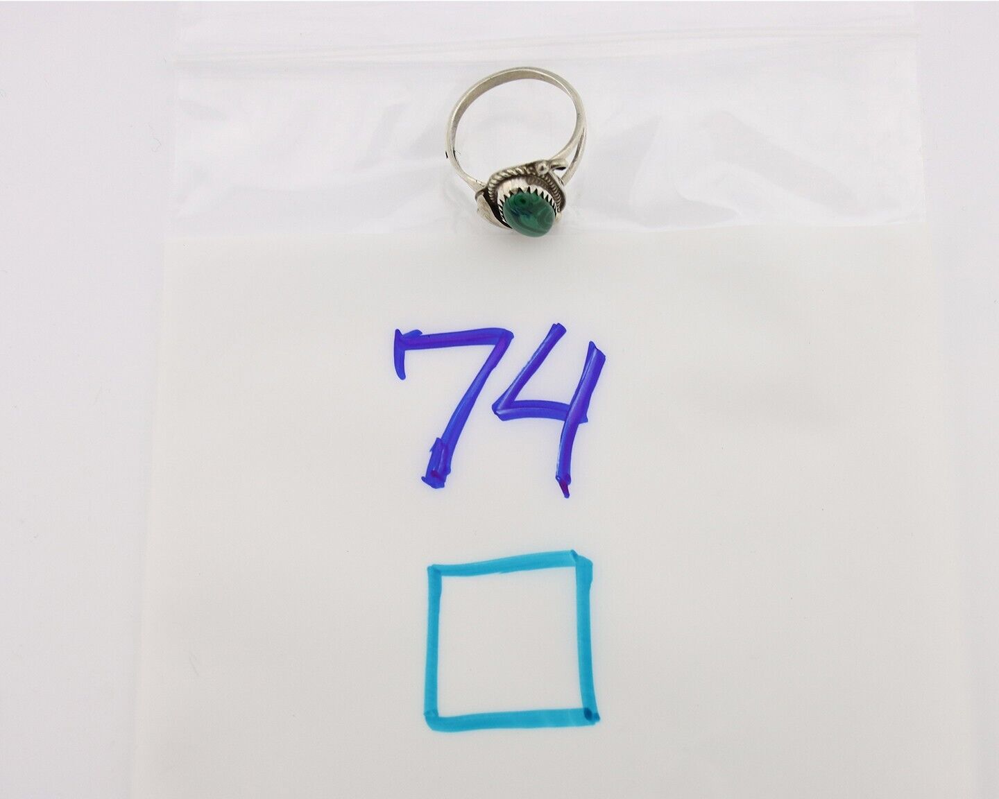 Navajo Ring 925 Silver Natural Malachite Artist Signed Justin Morris C.80's