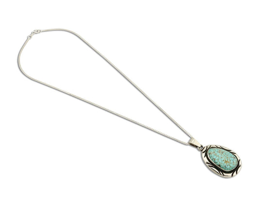 Navajo Necklace 925 Silver Spiderweb Kingman Turquoise Signed C Montoya C.80's