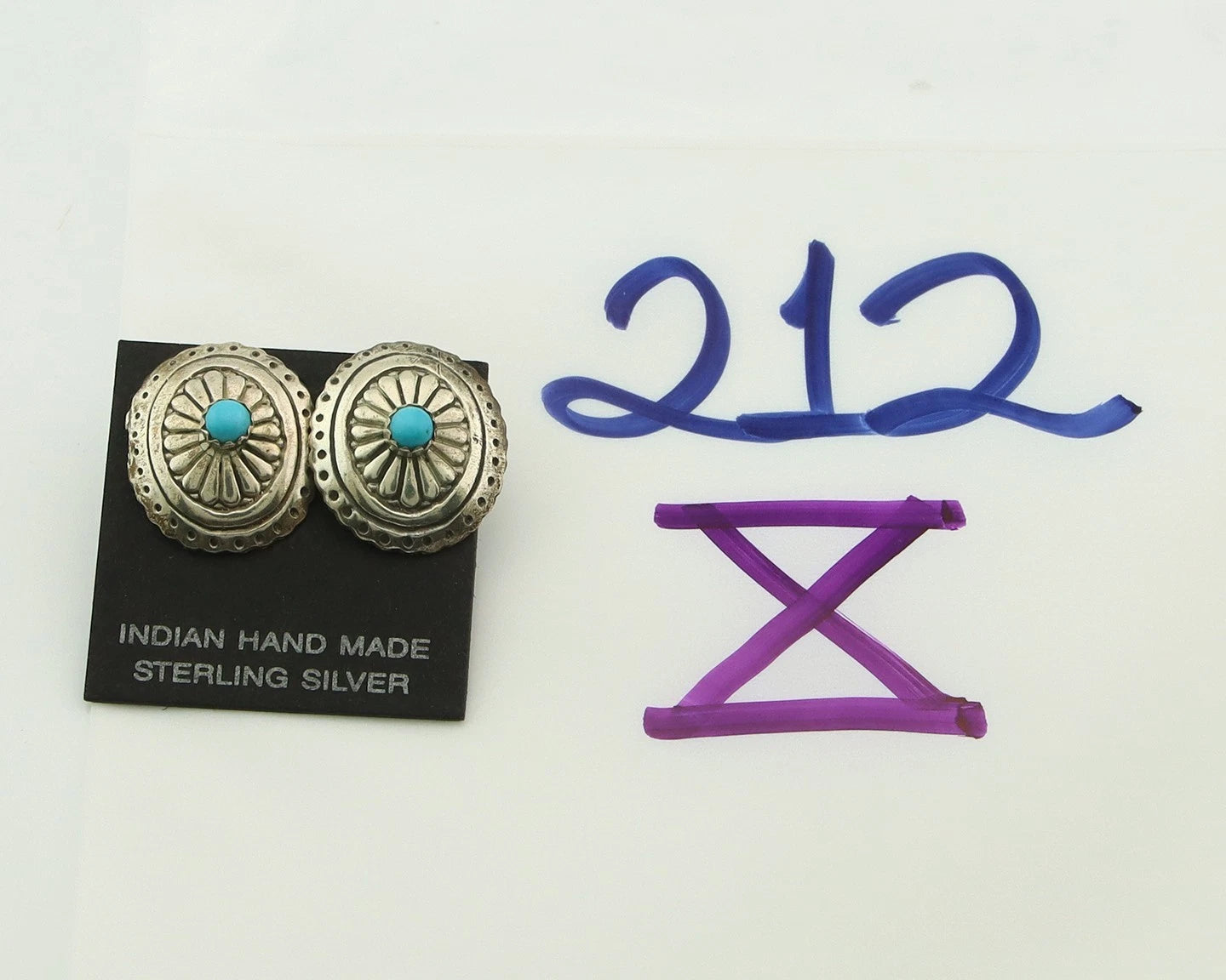 Navajo Concho Earrings Sterling Silver Handmande Vintage Hand Stamped Native Art