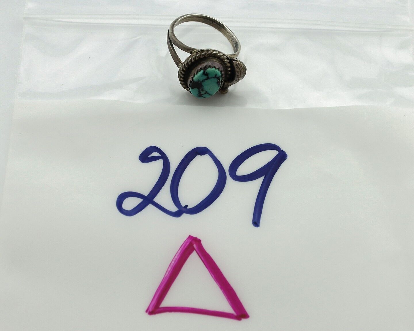 Navajo Ring 925 Silver Spiderweb Turquoise Native American Artist C.80's