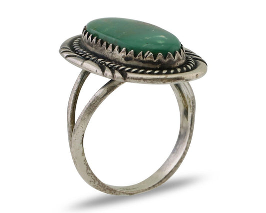 Navajo Ring 925 Silver Natural Turquoise Artist Signed M Begay C.80's