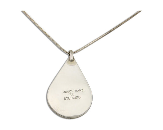 Navajo Necklace 925 Silver Natural Turquoise Artist Signed Jason Bahe C.80's