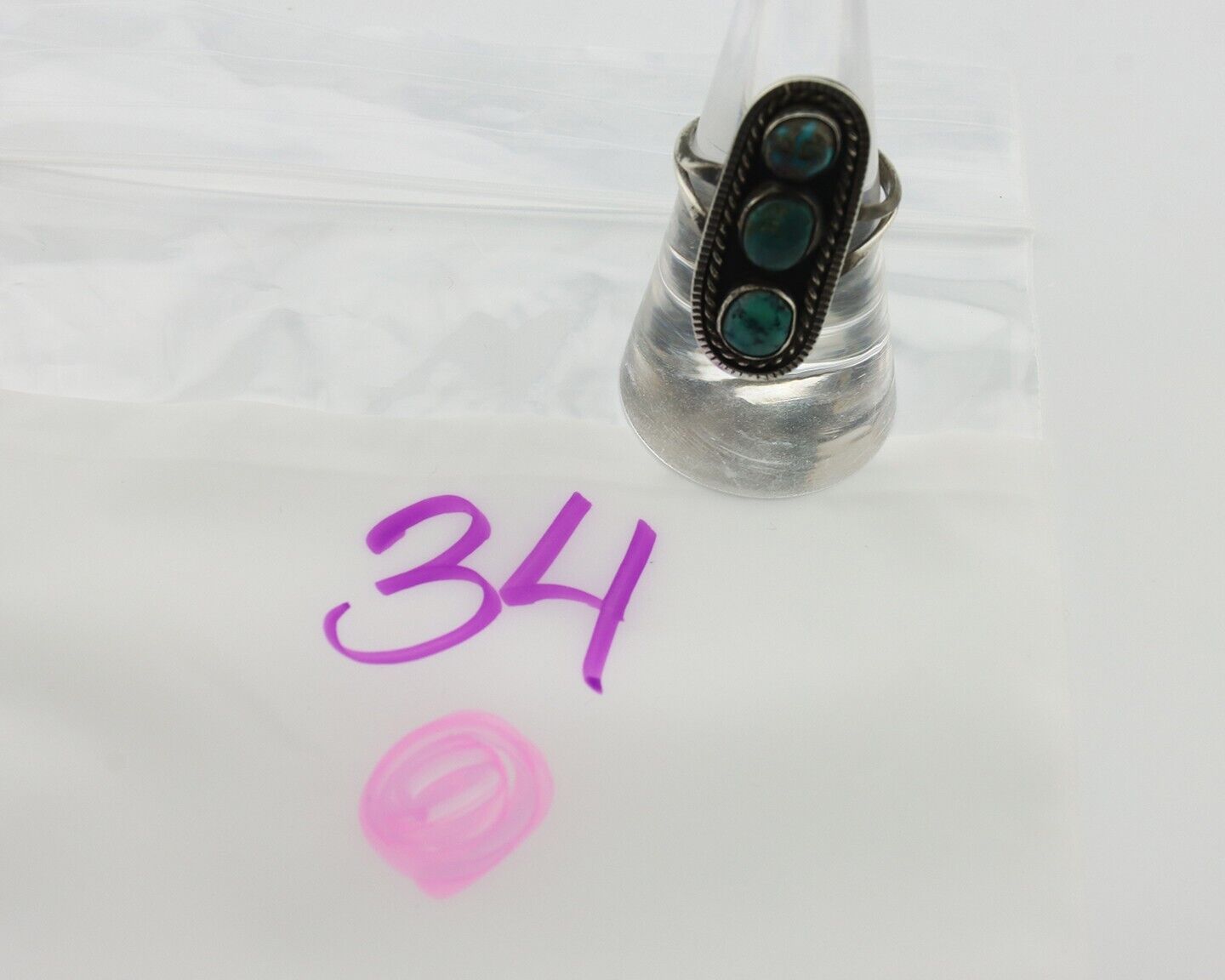 Navajo Ring 925 Silver Natural Blue Turquoise Native American Artist C.80's