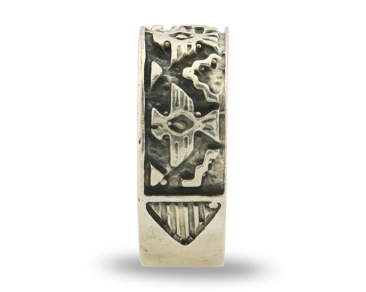 Navajo Band Ring Sterling Silver Vintage Authentic Signed BSM Size 8.0