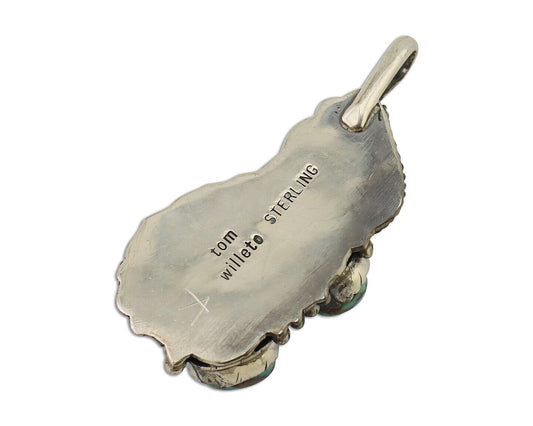 Navajo Pendant 925 Silver Natural Bisbee Turquoise Signed Tom Willeto C.80's