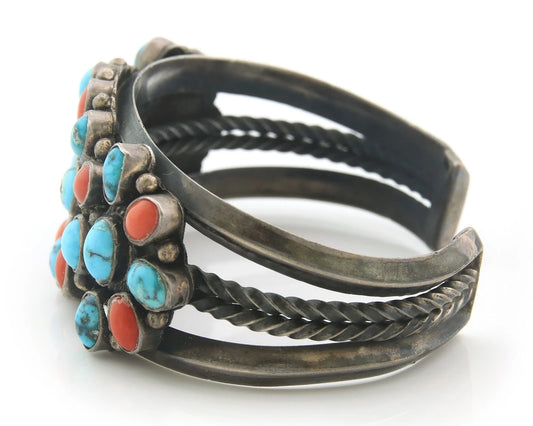 Navajo Cuff Bracelet Sterling Silver Natural Gemstone Vintage Handmade