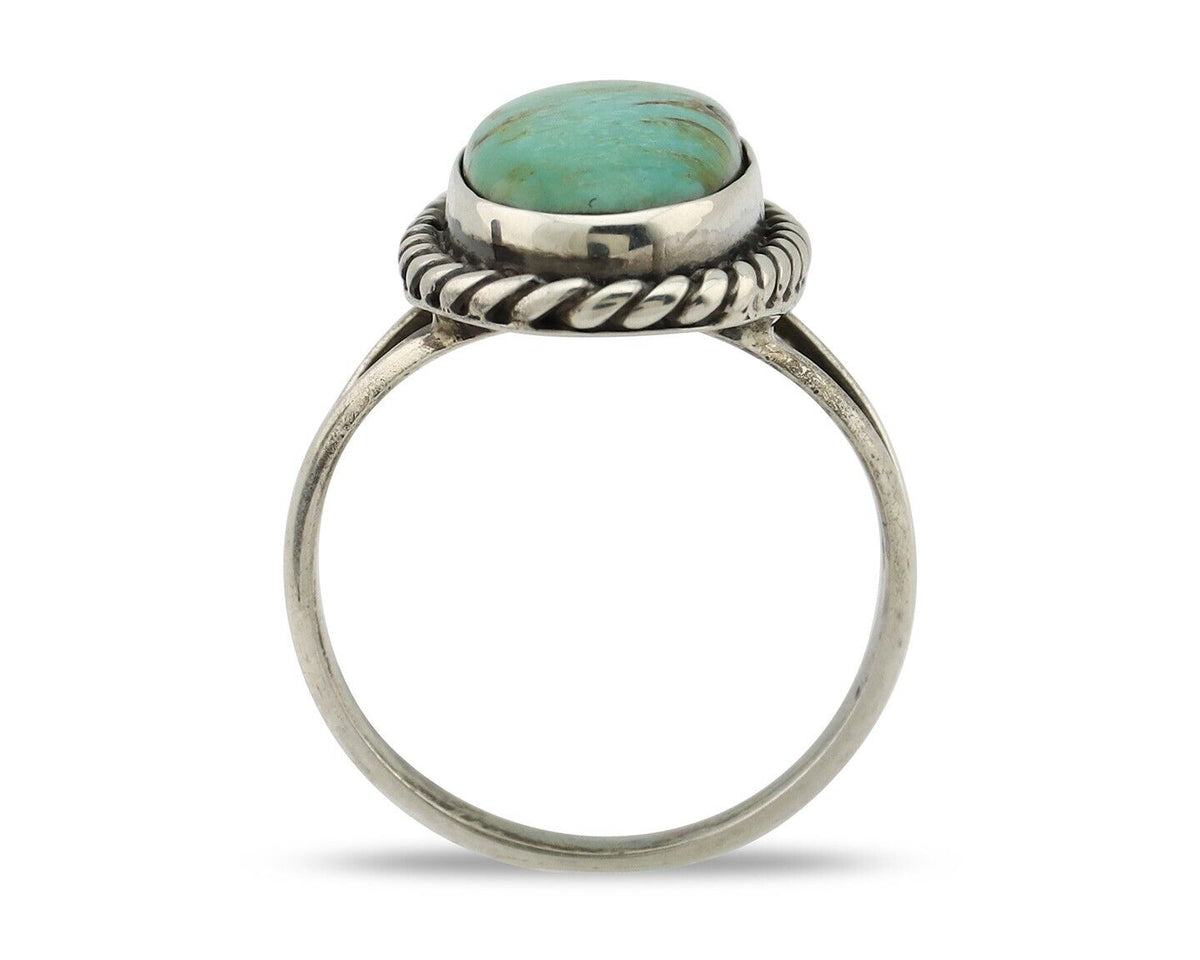 Navajo Ring 925 Silver Kingman Turquoise Artist Signed M Montoya C.80's