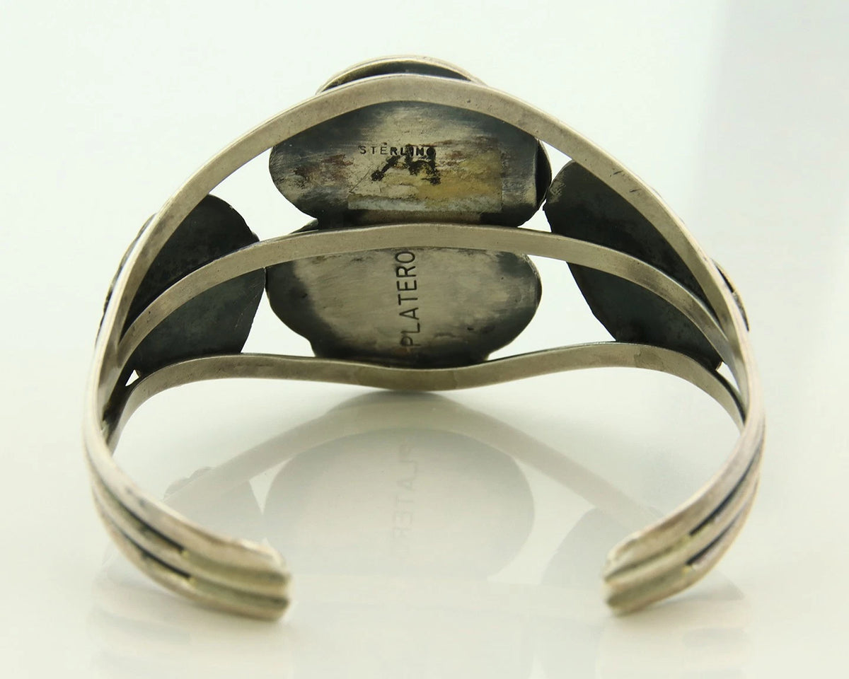 Navajo Cuff Bracelet 925 Sterling Silver Natural MOP Vintage Signed Platero