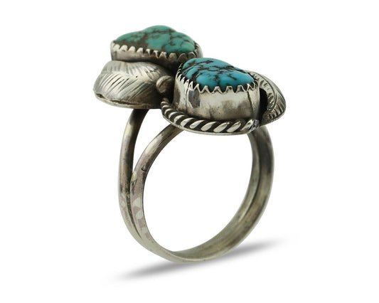Navajo Ring 925 Silver Blue Sleeping Beauty Turquoise Native Artist C.80's