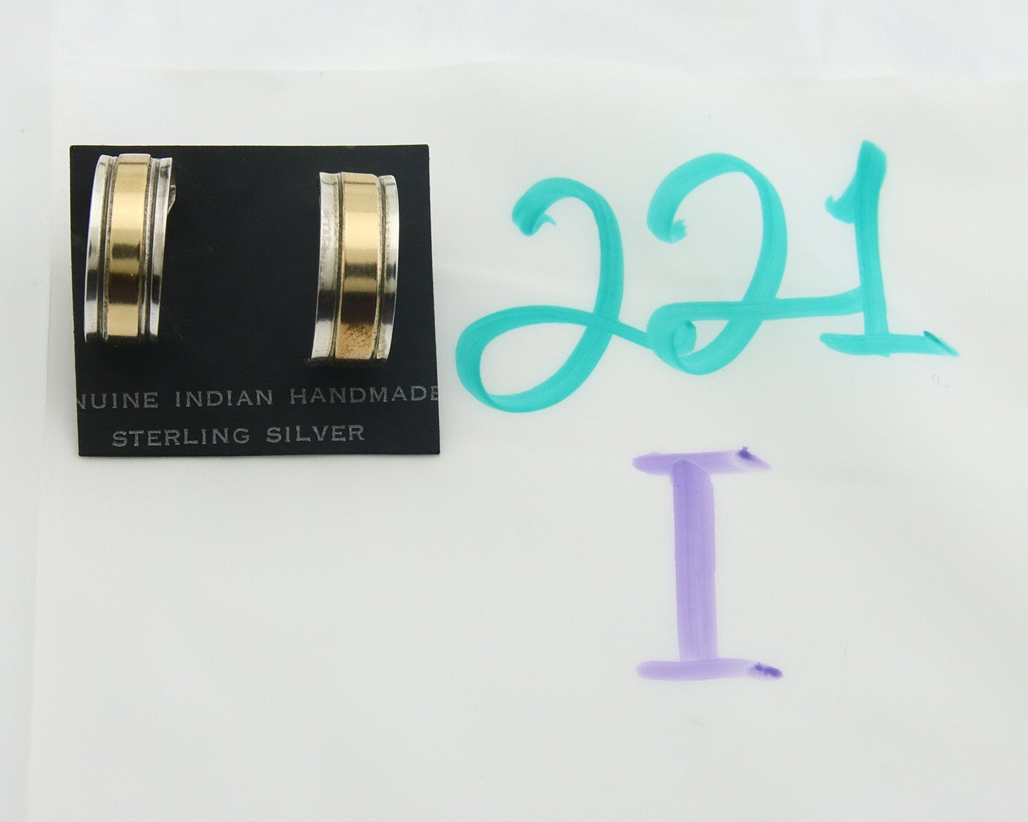 Navajo Hoop Earrings 925 Silver & Gold Native American Artist C.80's