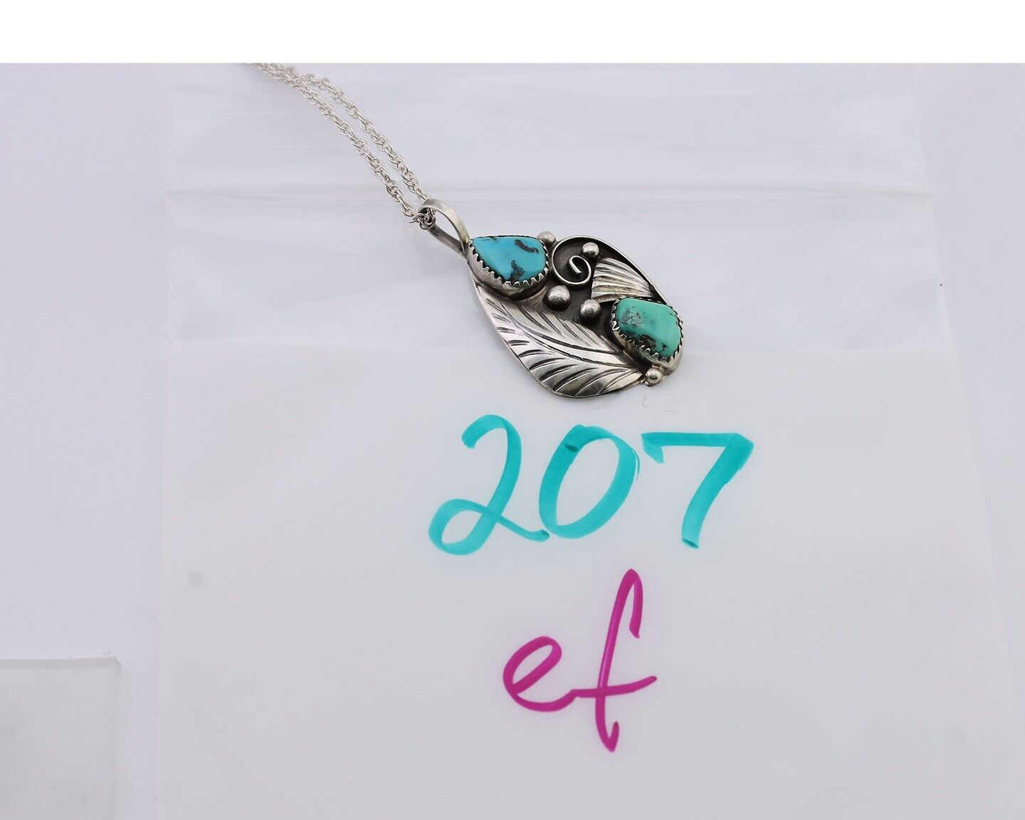 Navajo Turquoise Handmade Necklace 925 Silver Artist Signed PM C.80s