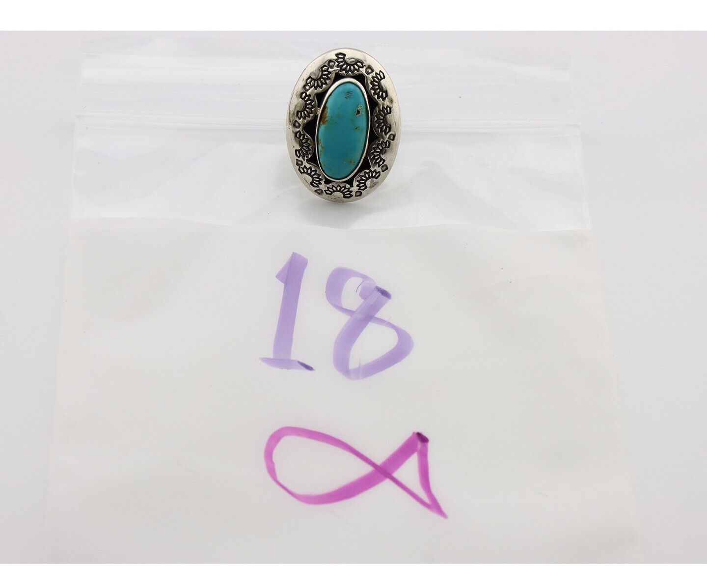 Navajo Ring 925 Silver Natural Blue Turquoise Signed M Montoya C.80's