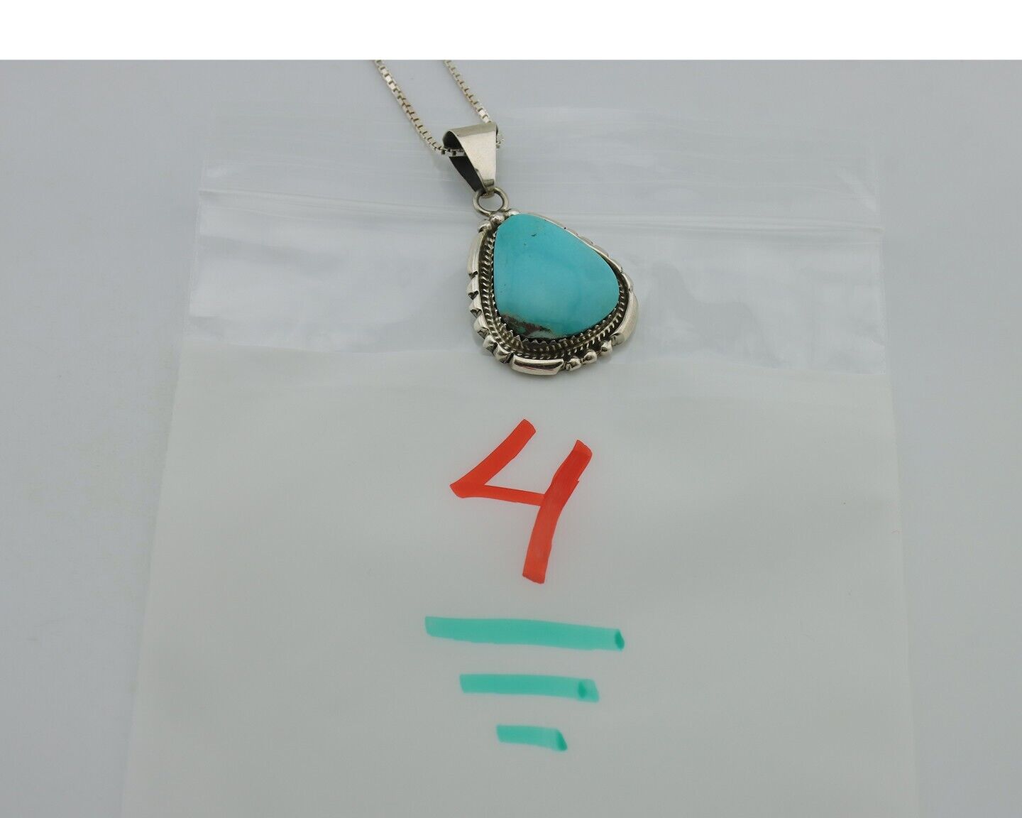 Navajo Necklace 925 Silver Kingman Turquoise B Yazzie C.80s