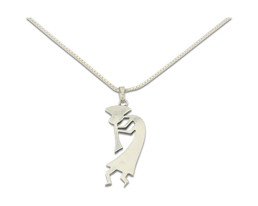 Navajo Kokopelli Necklace Sterling Silver Authentic Natural Gemstone