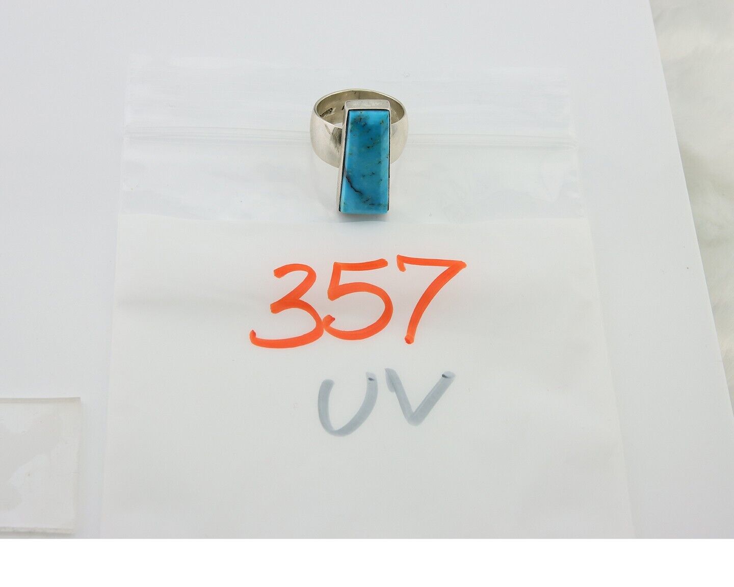 Navajo Ring .925 Sterling Blue Turquoise Artist Signed Doug Zachary C.80's