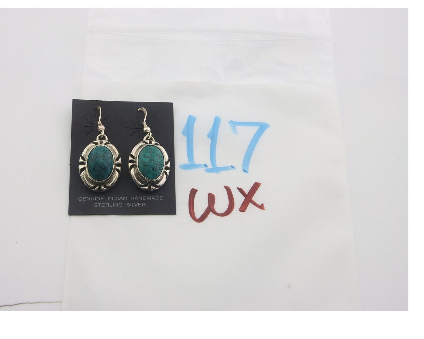 Navajo Earrings 925 Silver Handmade Natural Turquoise Native Artist C.80's