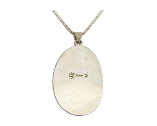 Navajo Necklace 925 Silver Natural Turquoise Artist Signed C Montoya C.80's